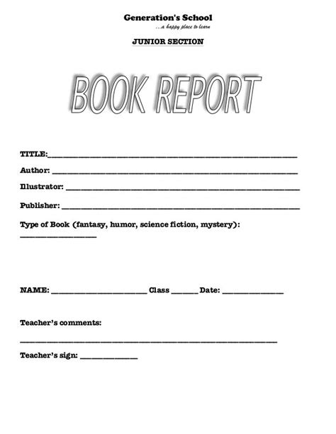 Book report format for junior section