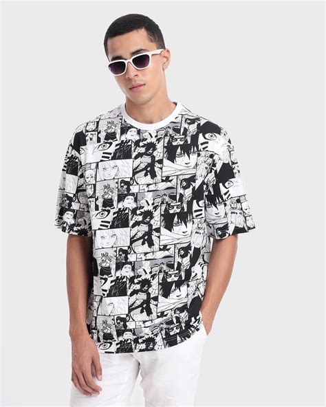 Buy Men S White Anime Aop Oversized T Shirt Online At Bewakoof