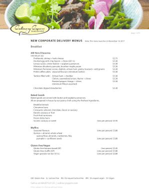 Fillable Online NEW CORPORATE DELIVERY MENUS Fax Email Print PdfFiller