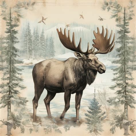 Autumn Moose In Forest Art Free Stock Photo - Public Domain Pictures