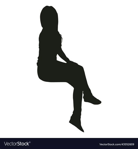 Woman sitting silhouette side view Royalty Free Vector Image