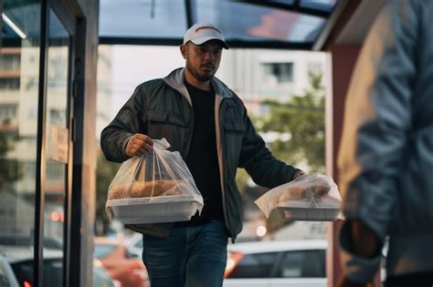 Delivery Man Bringing Food Delivery Man Bringing Food To A Customer