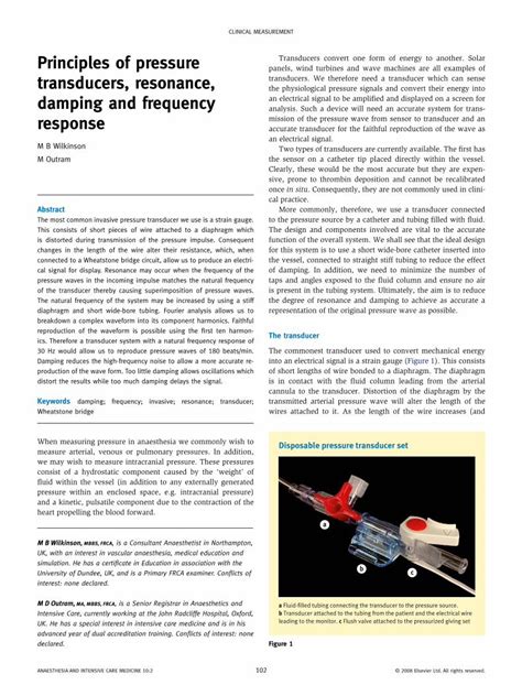 Pdf Principles Of Pressure Transducers Resonance Damping And