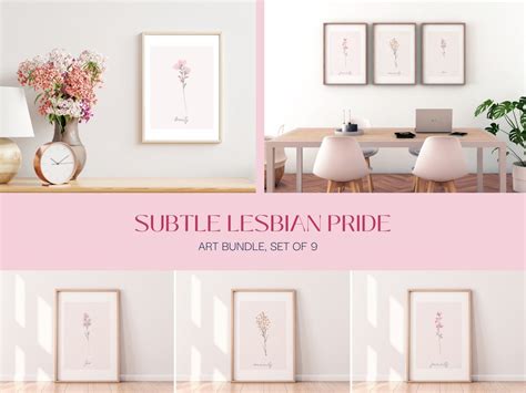 Subtle Lesbian Pride Lesbian Pride Flag Blush Pink Wall Art Subtle Pride Decor Lesbian Couple