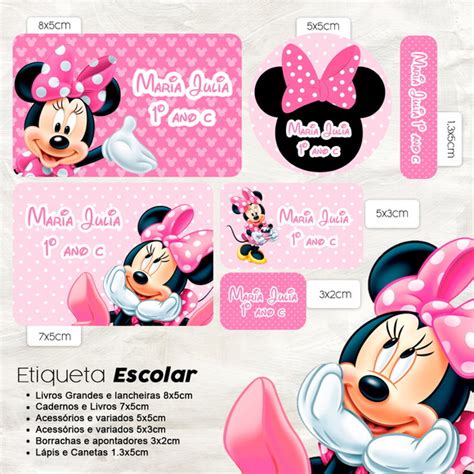 Etiqueta Escolar Digital Minnie Elo7 Produtos Especiais