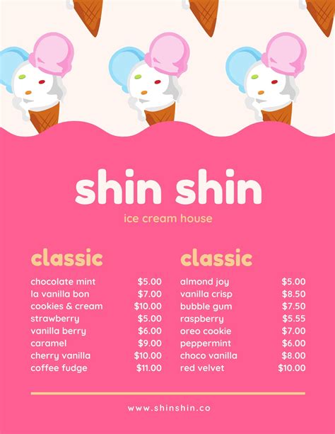 Free Printable Customizable Ice Cream Menu Templates Canva