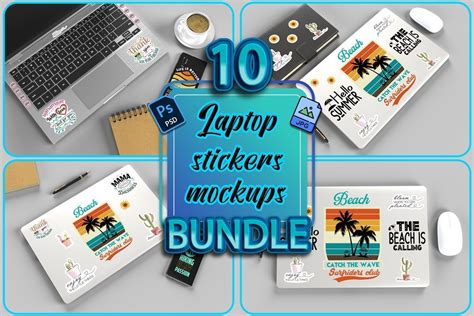 Laptop Stickers Mockup Bundle Graphic By Ramis Design · Creative Fabrica