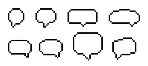 Text box pixelated illustration. Speech bubble pixel style set ...