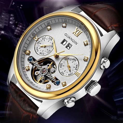 GUANQIN Watch Male Mechanical Watch Automatic Mens Wristwatch Hollow