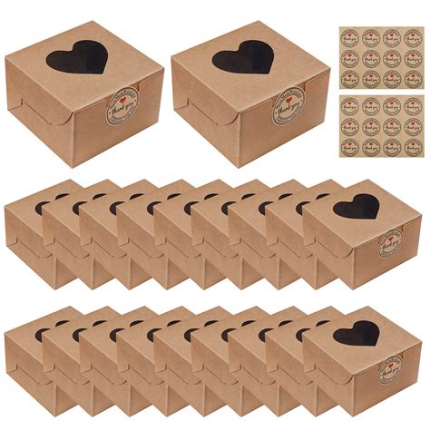 Buy 20 Pack Brown Kraft Bakery Boxes 4 Inch Small Cake Boxes With Clear