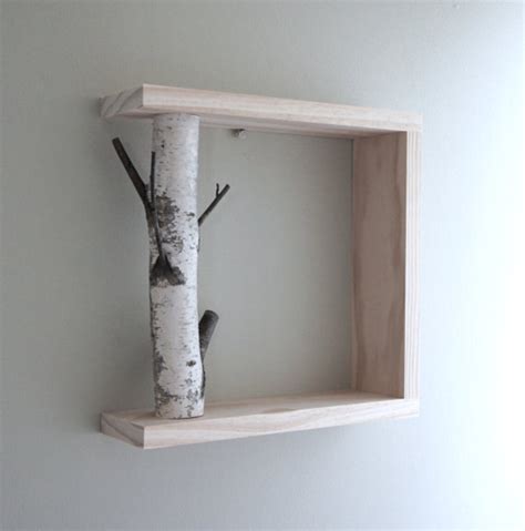 White Birch Forest Wall Art Shelf 12x12 Birch Shelf Wooden Etsy