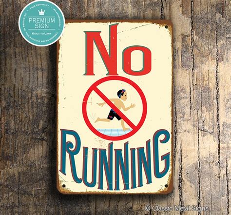 NO RUNNING SIGN Pool Signs Vintage style No Running Signs | Etsy