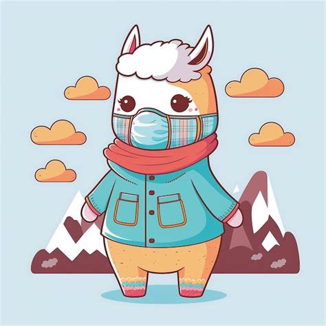 Premium AI Image | Baby Llama Cartoon Character Vector Illustration