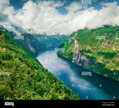 Breathtaking Summer Scene Of Sunnylvsfjorden Fjord Geiranger Village