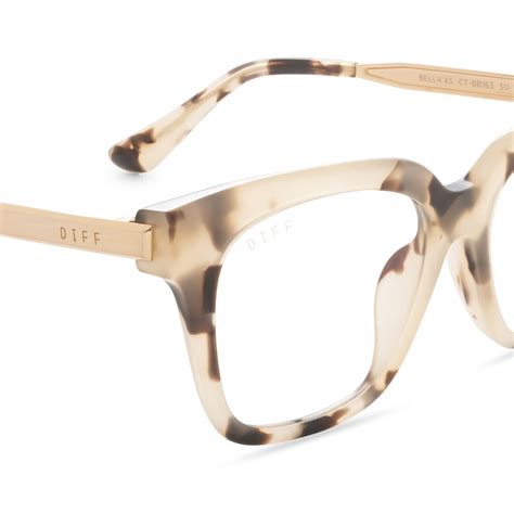 Bella Xs Square Glasses Cream Tortoise And Blue Light Technology Diff Eyewear