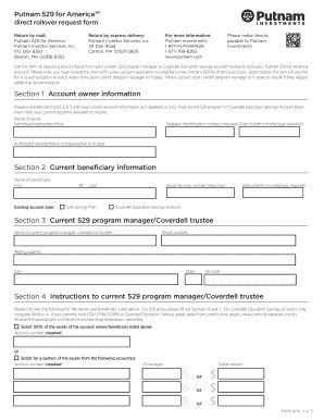 Fillable Online Putnam For America Direct Rollover Request Form Fax