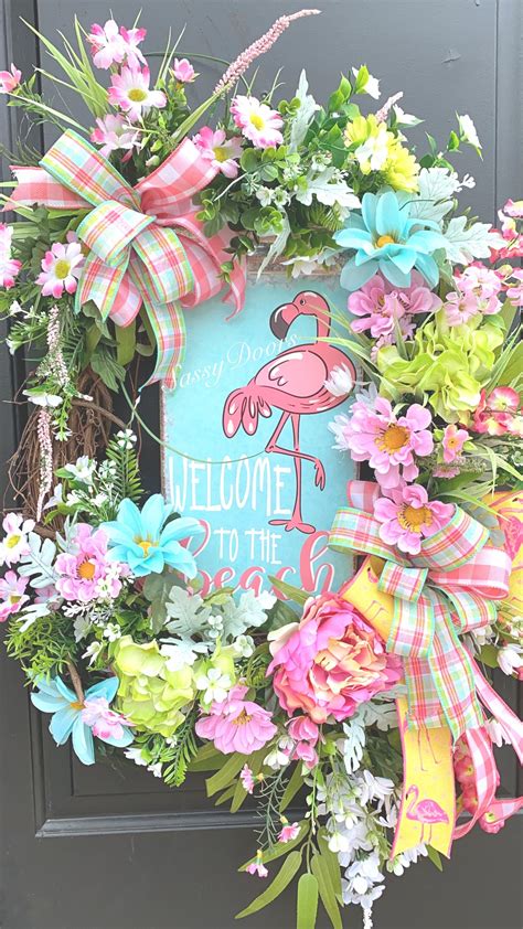 Summer Wreath Beach Wreath Nautical Wreath Flamingo Wreath Coastal