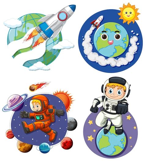 Free Vector | Outer space characters collection