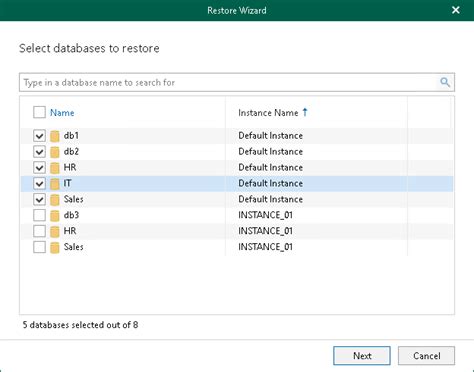 Step Select Databases Veeam Backup Explorers Guide