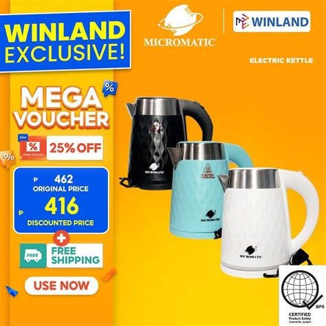 Micromatic By Winland Stainless Steel Cordless Electric Kettle Water