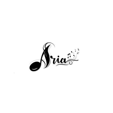 Aria Name Tattoo With Music Notes And Birds