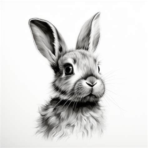 Premium Photo | Realistic Rabbit Portrait Tattoo Drawing On White ...