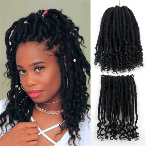 Goddess Faux Locs Crochet Hair 10 Inch Straight Goddess Locs With Curly Ends 6pcs