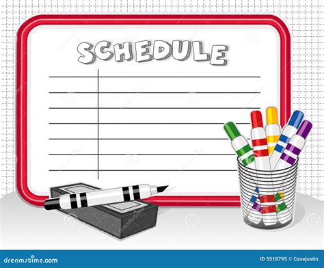 White Board Schedule, Markers, Eraser Stock Vector - Illustration of ...