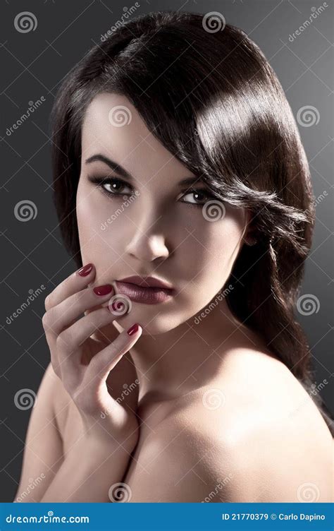 Beauty Girl With Brunette Hair Style Stock Image Image Of Cool Long