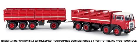 CAMION FIAT 690 MILLEPIEDI POUR CHARGE LOURDE ROUGE ET NOIR TOIT