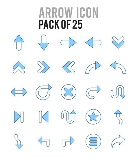 Pfeil Zweifarbige Symbole Pack Vektorillustration Premium Vektor