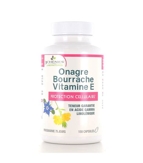 Les 3 Chênes Huile d Onagre Bourrache et Vitamine E 150 Capsules