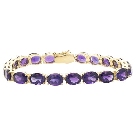 Vintage Estate 14 Karat Yellow Gold Amethyst Bracelet For Sale At