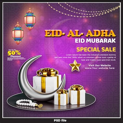 Psd Eid Al Adha Mubarak Islamisches Fest Social Media Banner Vorlage