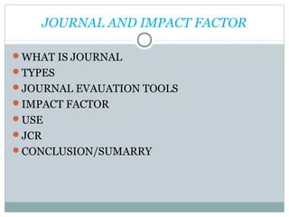 journal and impact factor | PPT