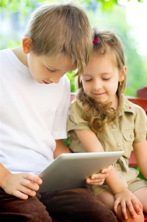 Kids Using Tablet Stock Photo Image Of People Kids 37355186