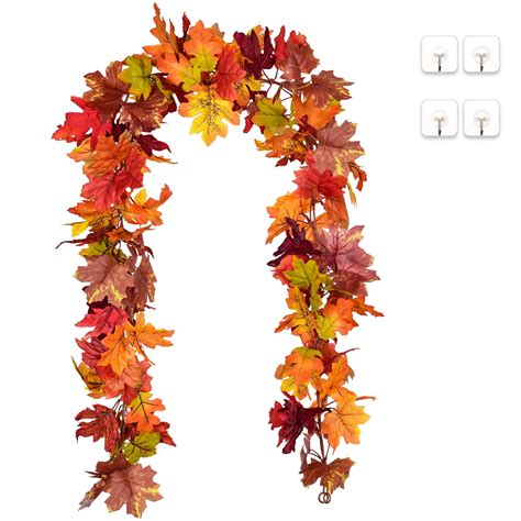 Coolmade 2 Pack Fall Garland Maple Leaf 5 9ft Piece 7 Colors Hanging Vine Garland Artificial