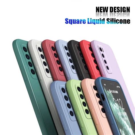 Capa De Silicone L Quido Quadrado Reto Para Xiaomi Redmi T A I Note