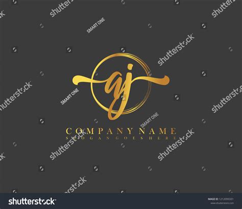 Aj Initial Handwriting Logo Circle Template Stock Vector Royalty Free