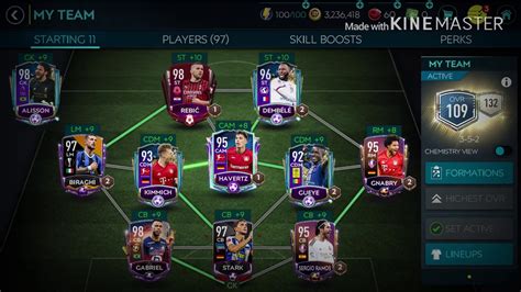 Team Upgrade In Fifa Mobile From109 To 110 Like And Subscribe YouTube