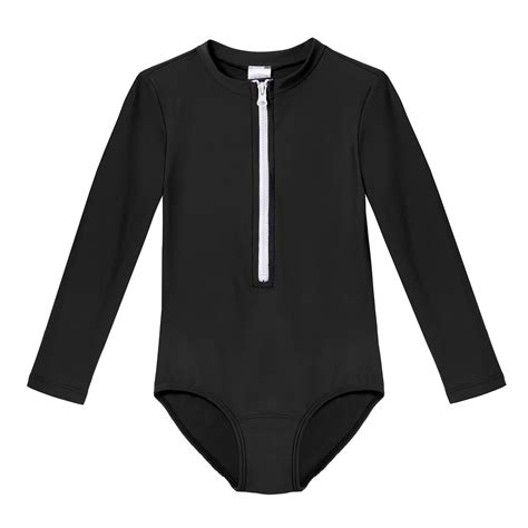 Girls Upf 50 One Piece Long Sleeve Swimsuit Black City Threads Usa