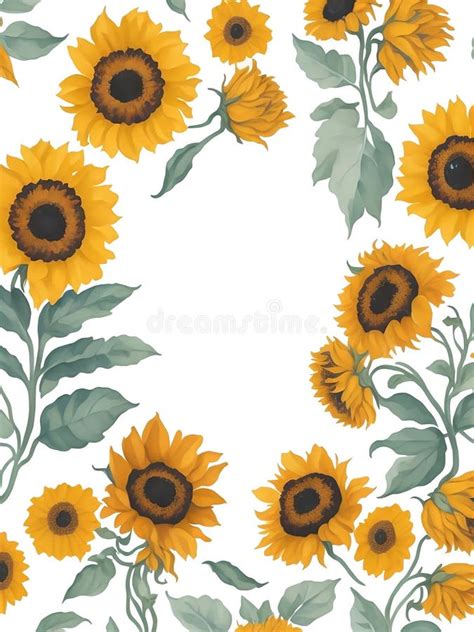 Girasol De Girasol De Color De Agua Giratorio De Clipart Y Hojas De