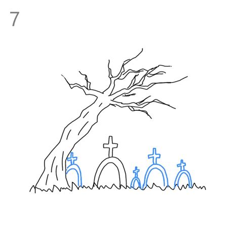 How to Draw a Halloween Graveyard Silhouette - Step by Step Easy ...