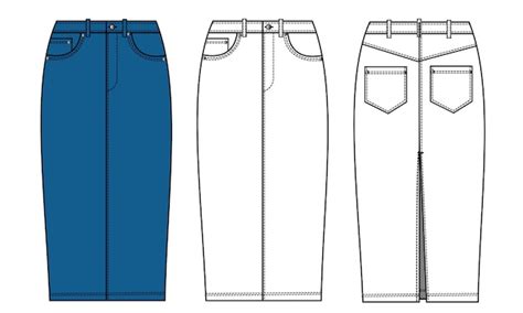 Premium Vector Denim Skirt Fashion Flat Sketch Template