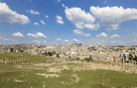 Roman Ruins In The Jordanian City Of Jerash Gerasa Of Antiquity