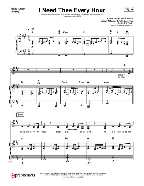 I Need Thee Every Hour Choral Anthem SATB Sheet Music PDF The