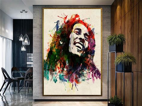 Colorful Bob Marley Bob Marley Framed Canvas Printing Famous - Etsy