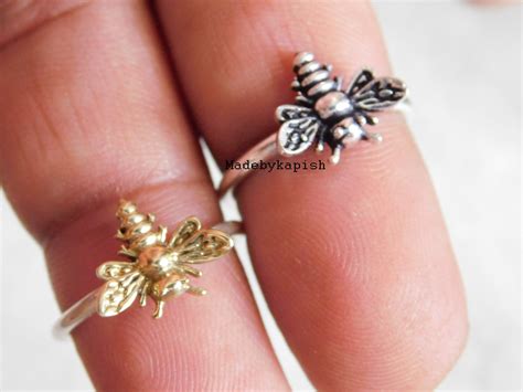 Silver Bee Ring 925 Sterling Silver Ring Stacking Ring Bee Etsy