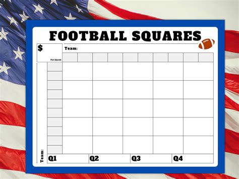 Printable 25 Football Squares, Football Fundraiser, Football Betting ...