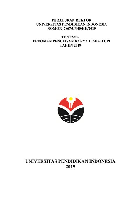 Pedoman Penulisan Karya Ilmiah Upi Tahun 2019 Peraturan Rektor Universitas Pendidikan